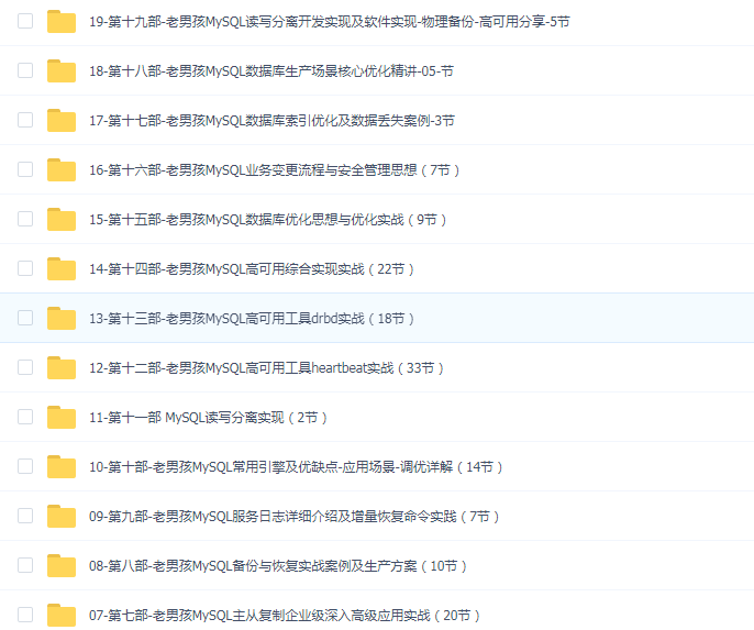 老男孩Mysql DBA高级运维系列课程(19部)