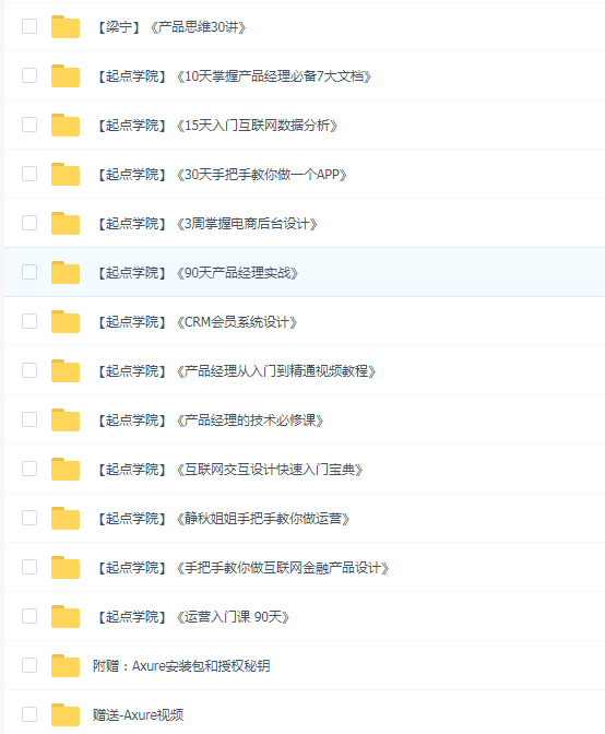 起点学院产品经理入门到运营(十三合一加赠送二)
