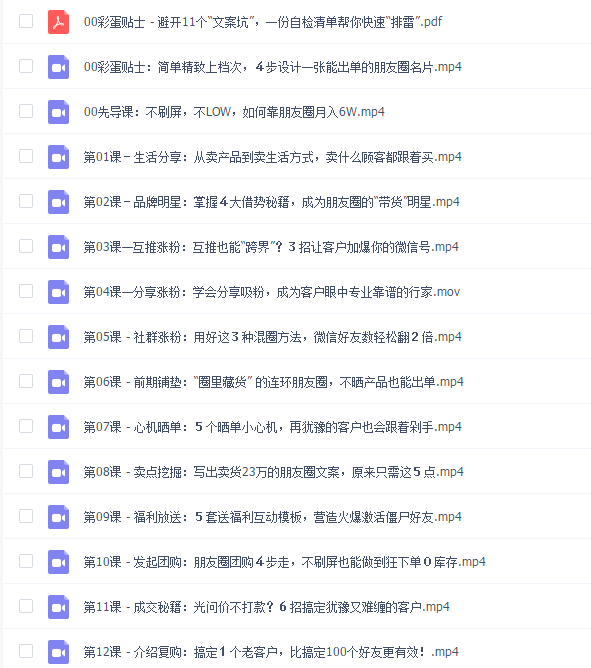 12堂朋友圈掘金术:开启副业赚钱之路,成倍卖出更多产品!