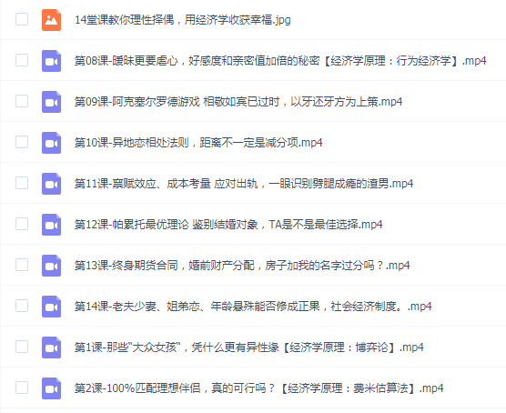 14堂课教你理性择偶,用经济学收获幸福(完结)
