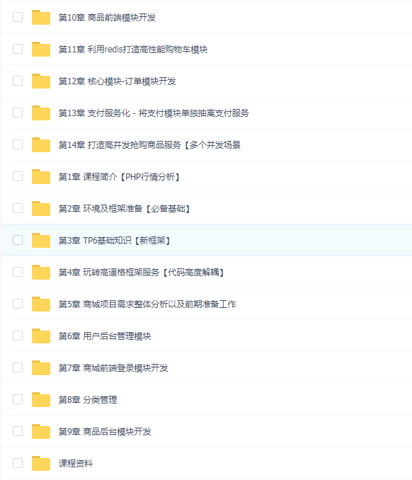 全流程开发 TP6.0实战高并发电商服务系统