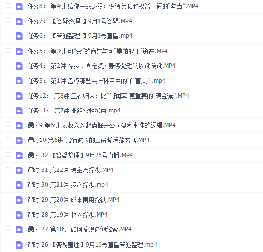 华尔街学堂 财务报表入门到精通(完结)视频+课件