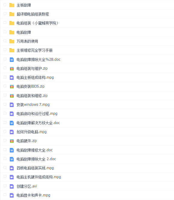 电脑组装维修视频合集