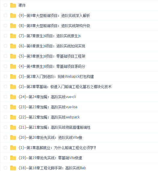 体系课-吃透前端工程化,大厂级实战项目以战带练