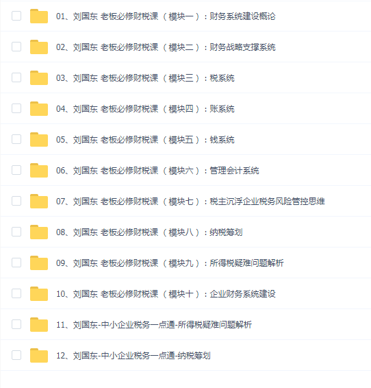 刘国东《老板必修财税课》12套全集