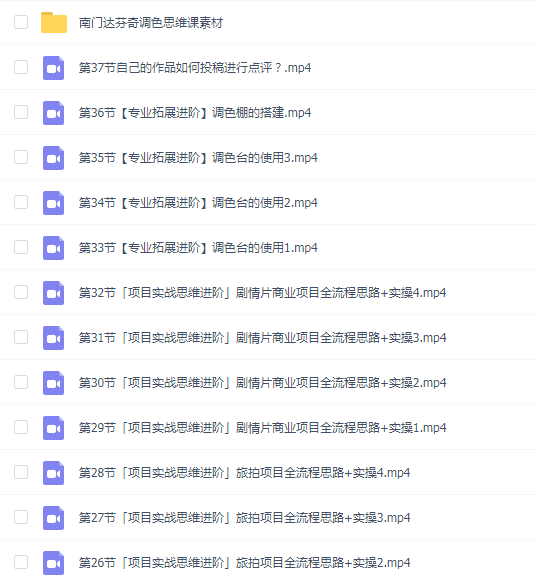 南门录像厅达芬奇调色思维课2023商业项目实操