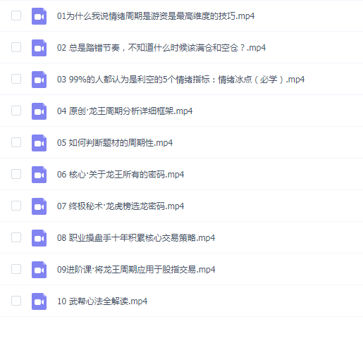 武帮主龙王情绪周期线下课 10集
