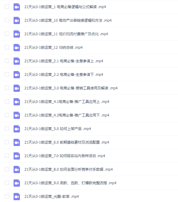 11大维度搭建基础电商运营课程