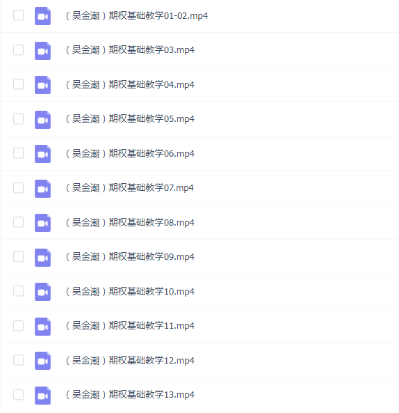 吴金潮期权基础知识视频13集
